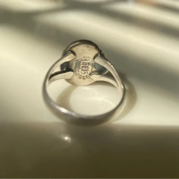Sterling/Mexican FIRE AGATE ring 8.5 - Picture 3 of 5